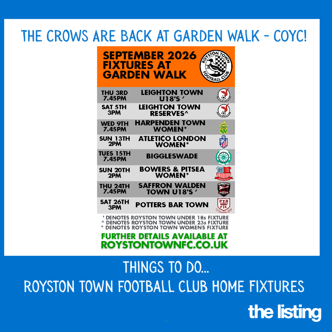 Royston Town football club – HOME GAMES AT GARDEN WALK, ROYSTON…