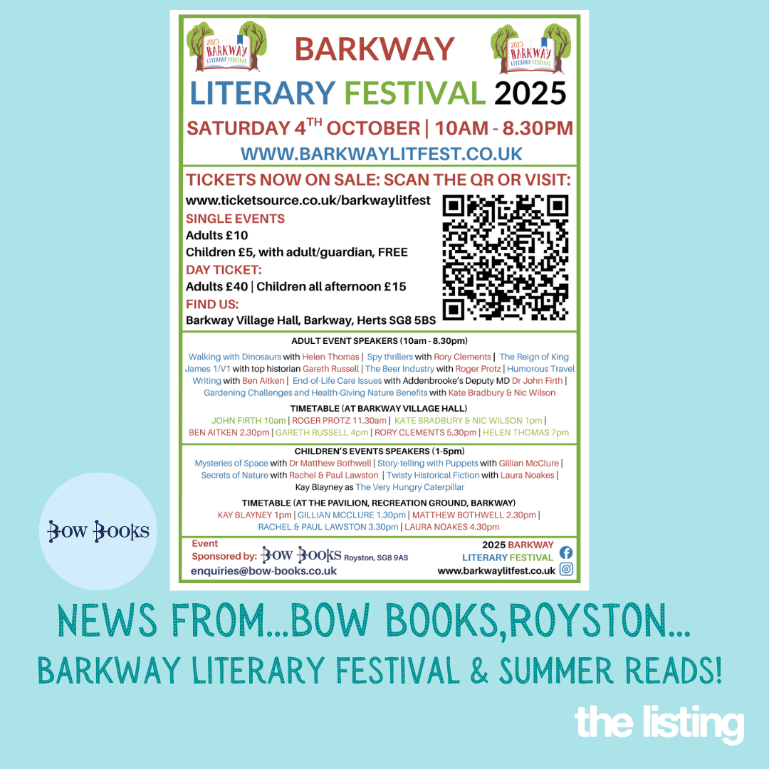 Business News: News From Bow Books, Royston – Barkway Literary Festival