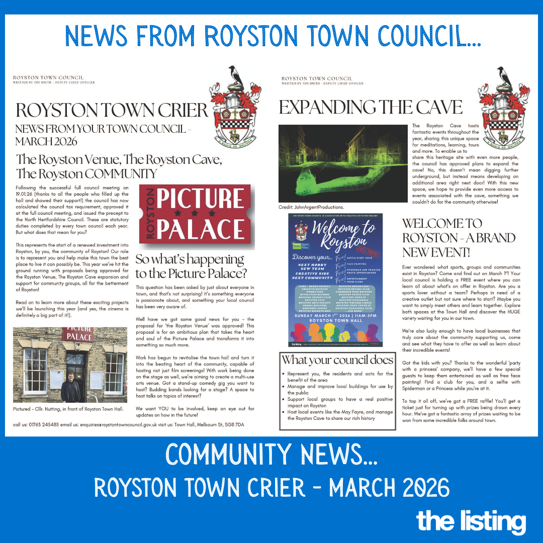 Community News: Royston Town Crier – News from your Town Council – March