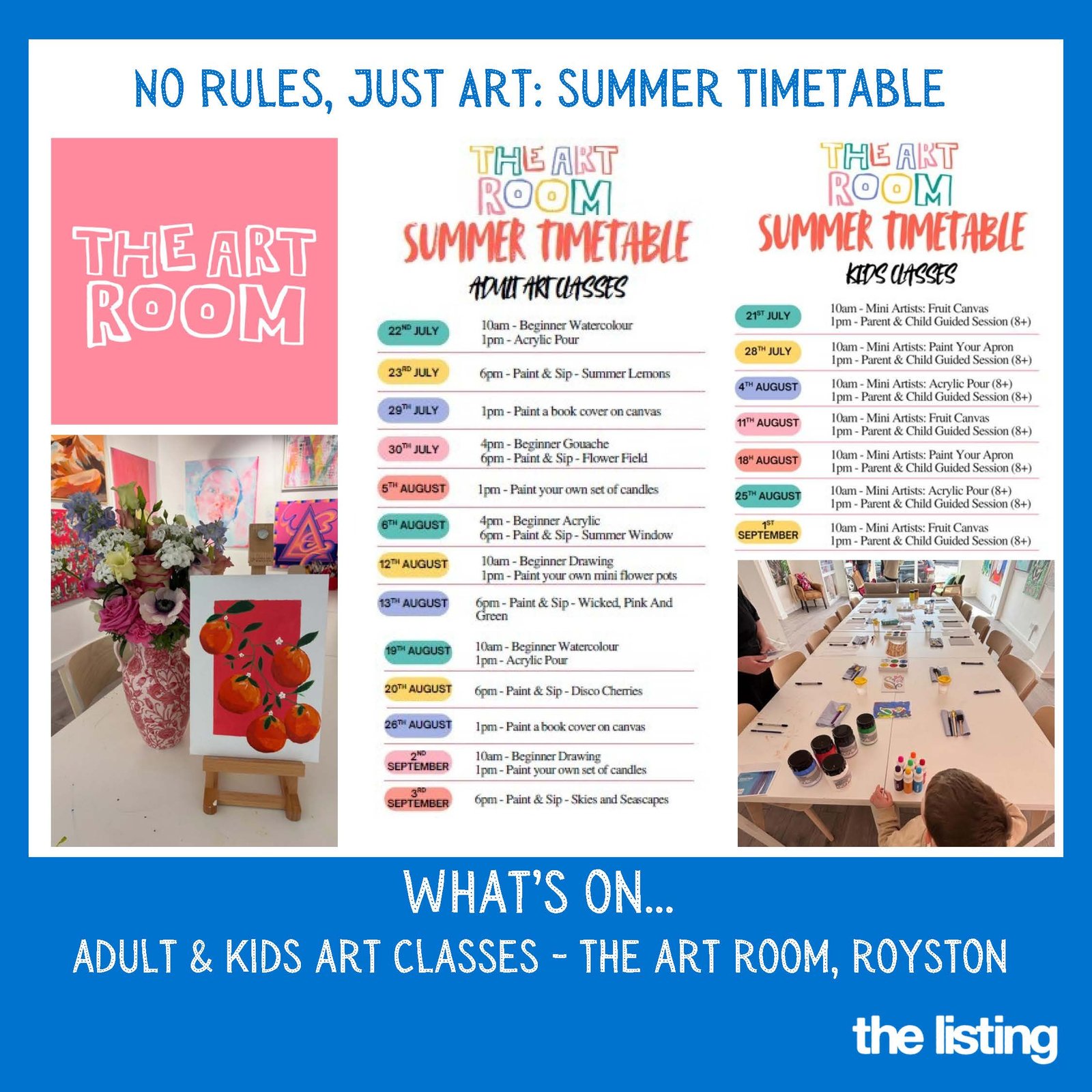 The art room, royston – adult & kids art classes…