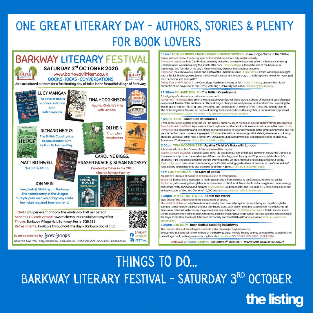 Things to Do: Barkway Literary Festival Returns for its Fifth Year