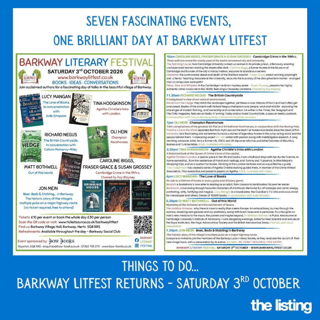 Community News: The Barkway LitFest Returns This October